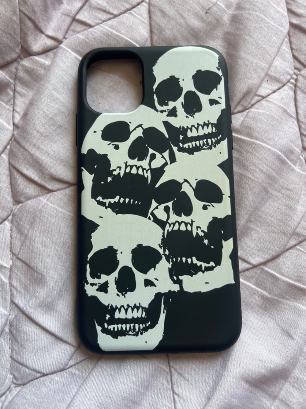 iPhone 13 Pro Black and White Skull Pattern Phone Case